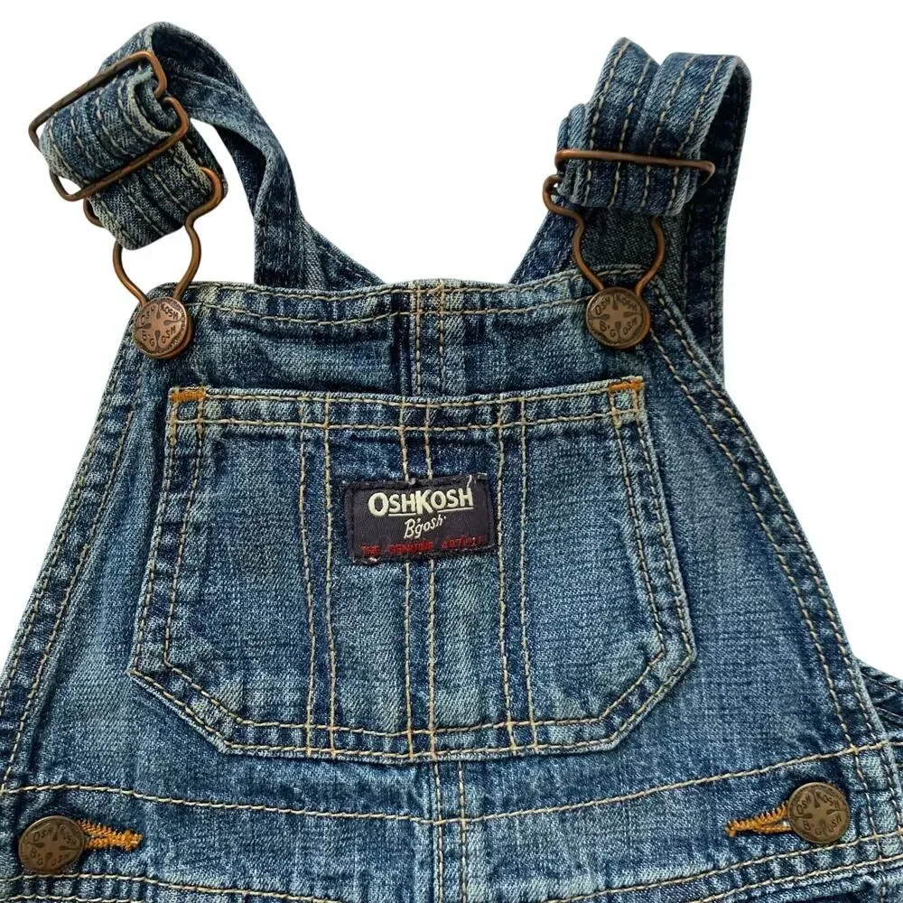 OshKosh B'gosh Unisex 12 Months Overalls Blue Denim Shortalls Farmer Country
